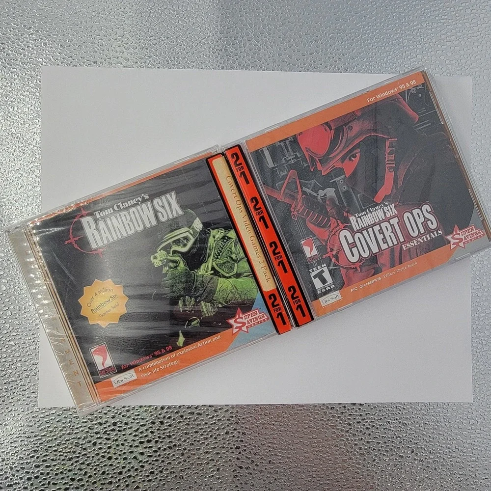 Vtg Tom Clancys Rainbow Six And Covert Ops Pc New Cd Rom Sealed Windows 95 2game